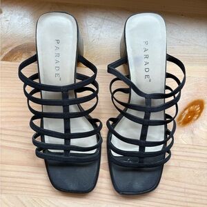 PARADE Black Multi-Strap Slide Heels